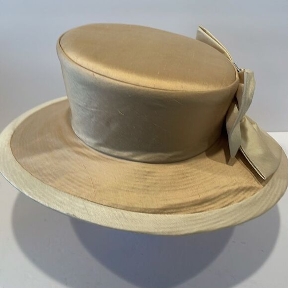 Vintage Donna Vina Couture Satin Hat with Bow Cream main image 8